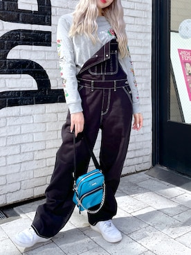 「x-girl_ootd」｜「アイテム（サロペット/オーバーオール）」を使った、moonlightxxさん（レディース・165cm）の秋コーディネート