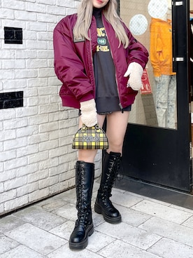 「x-girl_ootd」｜「アイテム（ジャケット/アウター）」を使った、moonlightxxさん（レディース・165cm）の秋コーディネート