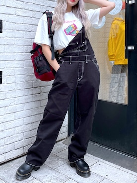 「x-girl_ootd」｜「アイテム（サロペット/オーバーオール）」を使った、moonlightxxさん（レディース・165cm）の夏コーディネート