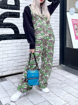 「x-girl_ootd」｜「アイテム（オールインワン・サロペット）」を使った、moonlightxxさん（レディース・165cm）の秋コーディネート