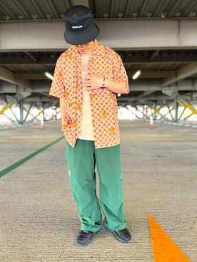 「WHITELAND（ホワイトランド）のアイテム（帽子）」を使った、yutaさん（メンズ・173cm）の夏コーディネート