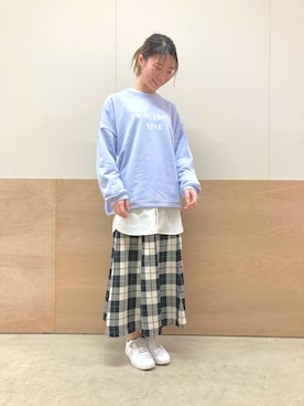「Samansa Mos2 blue（サマンサモスモスブルー）のアイテム（スウェット）」を使った、ミミさん（レディース・160cm）の春コーディネート