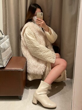 「one after another NICE CLAUP（ワンアフターアナザーナイスクラップ）のアイテム（ノーカラーコート）」を使った、小林　愛さん（レディース・168cm）の秋コーディネート