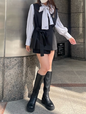 「リボンタイ」｜小林　愛さん（レディース・168cm）の春コーディネート
