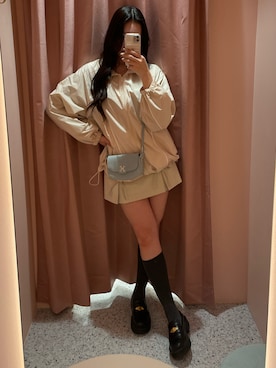 「アイテム（マウンテンパーカー、ピンク系）」を使った、小林　愛さん（レディース・168cm）の春コーディネート