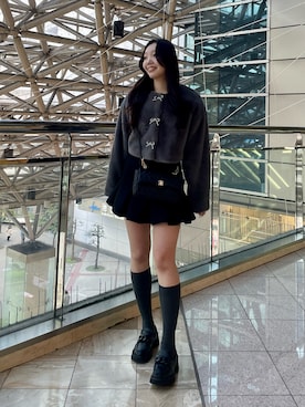 「one after another NICE CLAUP（ワンアフターアナザーナイスクラップ）のアイテム（ノーカラージャケット）」を使った、小林　愛さん（レディース・168cm）の冬コーディネート