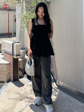 「one after another NICE CLAUP（ワンアフターアナザーナイスクラップ）のアイテム（スウェットパンツ）」を使った、小林　愛さん（レディース・168cm）の夏コーディネート