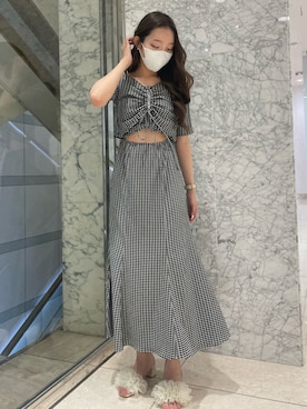 「ギンガムチェックワンピース」｜小林　愛さん（レディース・168cm）の春コーディネート