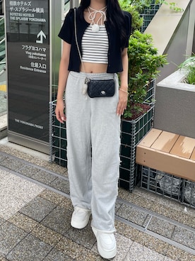 「one after another NICE CLAUP（ワンアフターアナザーナイスクラップ）のアイテム（スウェットパンツ）」を使った、小林　愛さん（レディース・168cm）の夏コーディネート
