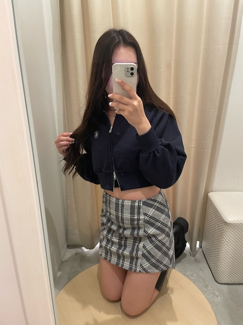 セール】ダブルダブルジップアップ/ワンポイント刺繍スウェット