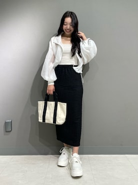 「one after another NICE CLAUP（ワンアフターアナザーナイスクラップ）のアイテム（ブルゾン）」を使った、小林　愛さん（レディース・168cm）の春コーディネート