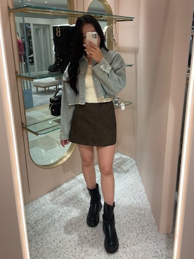 「one after another NICE CLAUP（ワンアフターアナザーナイスクラップ）のアイテム（デニムジャケット）」を使った、小林　愛さん（レディース・168cm）の秋コーディネート