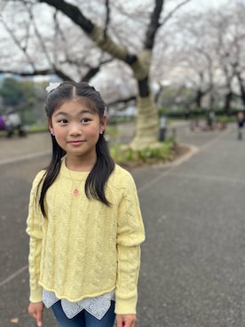 「春ニット」｜springbluespringさん（キッズ・130cm）の春コーディネート