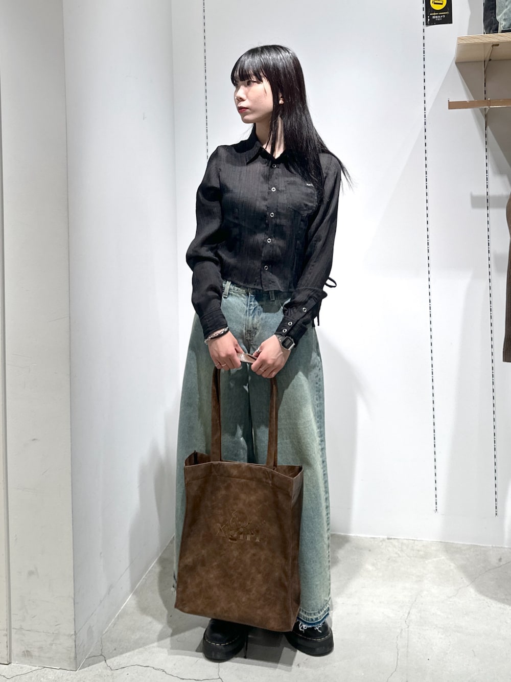 X-girl（エックスガール）の「ANGEL EMBROIDERY FAUX LEATHER TOTE BAG