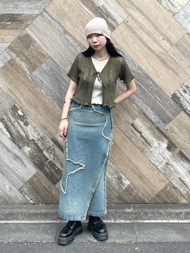 「アイテム（デニムスカート）」を使った、いちこさん（レディース・163cm）の春コーディネート