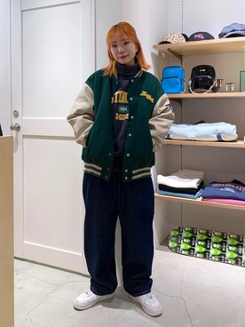 「秋冬」｜「アイテム（スタジャン）」を使った、いちこさん（レディース・163cm）の秋コーディネート