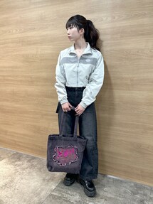 X-girl（エックスガール）の「FADED LOGO PATCH DENIM TOTE BAG
