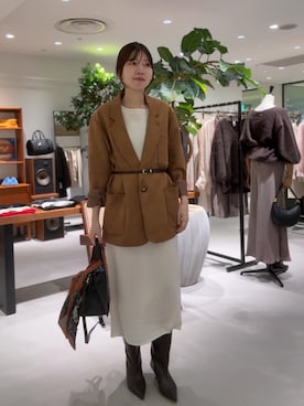 「アイテム（バンダナ/スカーフ）」を使った、ldminamimotoさん（レディース・163cm）の秋コーディネート