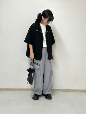 「tk.TAKEO KIKUCHI（ティーケータケオキクチ）のアイテム（バッグ）」を使った、MANAさん（レディース・164cm）の夏コーディネート