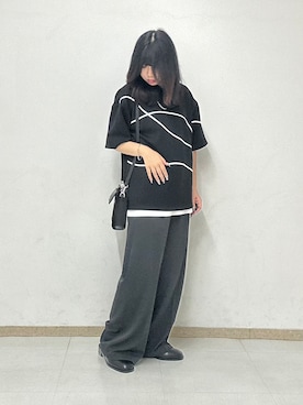 「tk.TAKEO KIKUCHI（ティーケータケオキクチ）のアイテム（パンツ）」を使った、MANAさん（レディース・164cm）の夏コーディネート