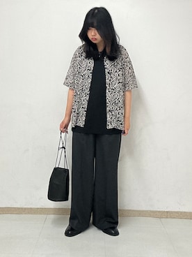 「tk.TAKEO KIKUCHI（ティーケータケオキクチ）のアイテム（パンツ）」を使った、MANAさん（レディース・164cm）の夏コーディネート
