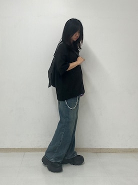 「tk.TAKEO KIKUCHI（ティーケータケオキクチ）のアイテム（パンツ）」を使った、MANAさん（レディース・164cm）の夏コーディネート