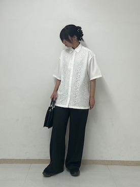 「tk.TAKEO KIKUCHI（ティーケータケオキクチ）のアイテム（パンツ）」を使った、MANAさん（レディース・164cm）の夏コーディネート