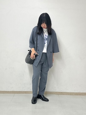 「tk.TAKEO KIKUCHI（ティーケータケオキクチ）のアイテム（パンツ）」を使った、MANAさん（レディース・164cm）の夏コーディネート