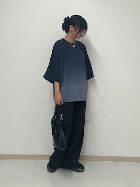 「tk.TAKEO KIKUCHI（ティーケータケオキクチ）のアイテム（パンツ）」を使った、MANAさん（レディース・164cm）の夏コーディネート