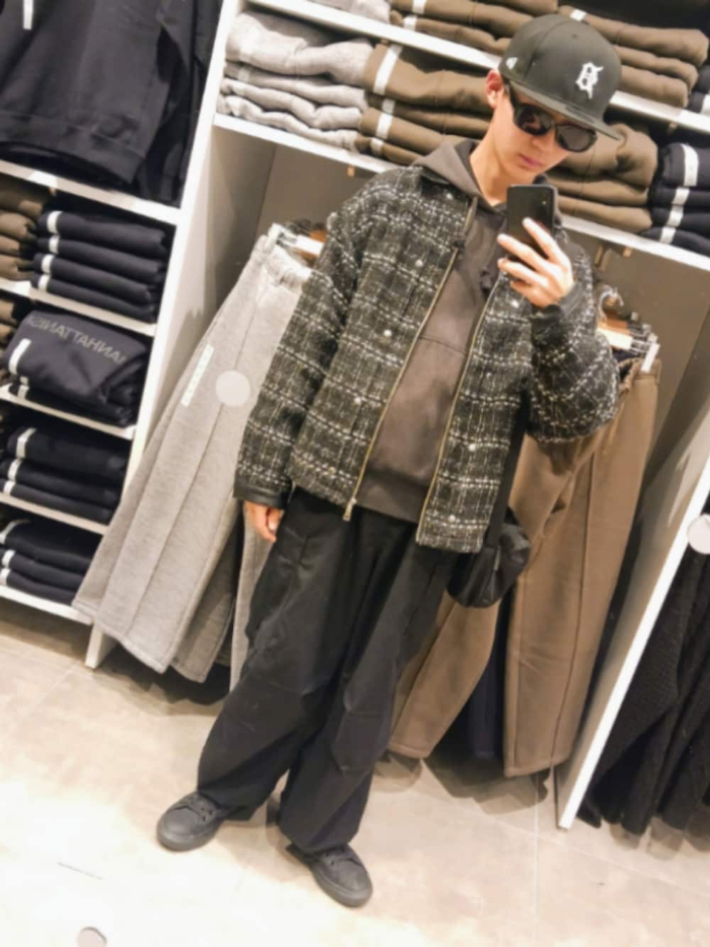 Many buckle belt tweed blouson/メニーバックルベルトツイード