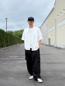 「NANO universe（ナノユニバース）のアイテム（シャツ/ブラウス）」を使った、上野楓太さん（メンズ・170cm）の夏コーディネート