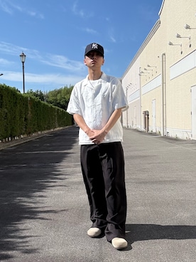 「NANO universe（ナノユニバース）のアイテム（シャツ/ブラウス）」を使った、上野楓太さん（メンズ・170cm）の夏コーディネート