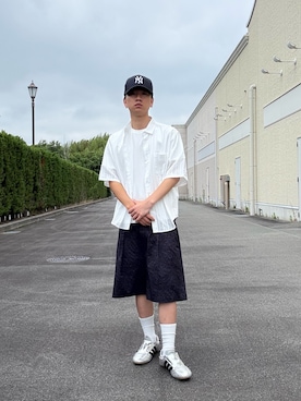 「NANO universe（ナノユニバース）のアイテム（シャツ/ブラウス）」を使った、上野楓太さん（メンズ・170cm）の夏コーディネート