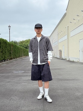 「NANO universe（ナノユニバース）のアイテム（シャツ/ブラウス）」を使った、上野楓太さん（メンズ・170cm）の夏コーディネート