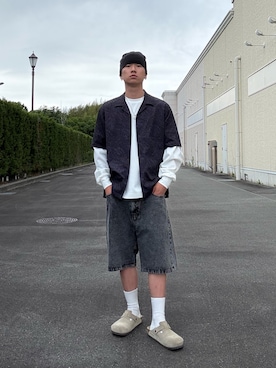 「NANO universe（ナノユニバース）のアイテム（シャツ/ブラウス）」を使った、上野楓太さん（メンズ・170cm）の夏コーディネート