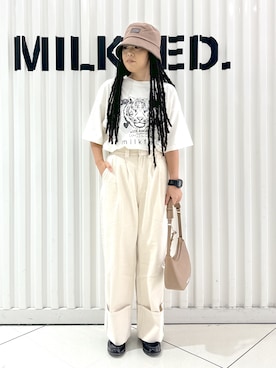 「アイテム（帽子）」を使った、Romiさん（レディース・155cm）の夏コーディネート