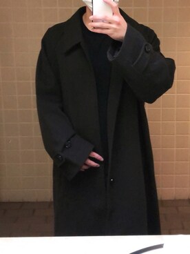 「EMMA  CLOTHES」｜「アイテム（ステンカラーコート）」を使った、akiさん（メンズ・166cm）の冬コーディネート