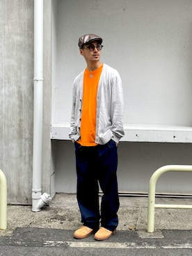 「アイテム（ハンチング/ベレー帽）」を使った、Daisukeさん（メンズ・173cm）の秋コーディネート