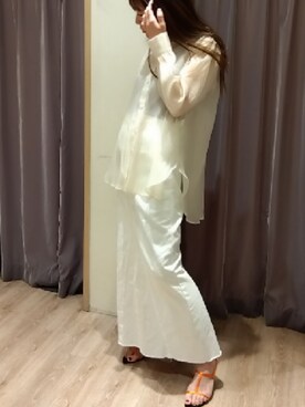 「Te chichi（テチチ）の【Atelier Bloom】チュールフラワー刺繍シャツ（セットアップ可)（シャツ/ブラウス、ベージュ系）」を使った、yumehanaさん（レディース・167cm）の春コーディネート