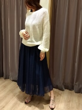 「Te chichi（テチチ）の【松井愛莉着用】メッシュニット（ニット/セーター、ホワイト系）」を使った、yumehanaさん（レディース・167cm）の春コーディネート