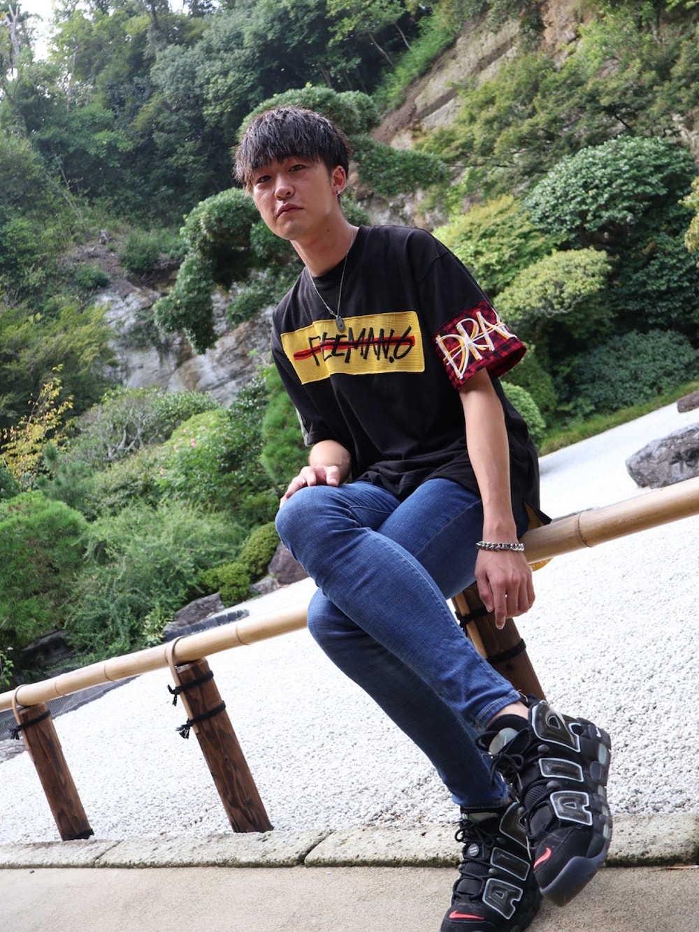 「ファッションを楽しもう、夏コーデ」｜「GRAPHISTE MAN.Gのアイテム（トップス、ブラック系）」を使った、yabataapi326さん（メンズ・185cm）の秋コーディネートの1枚目の写真