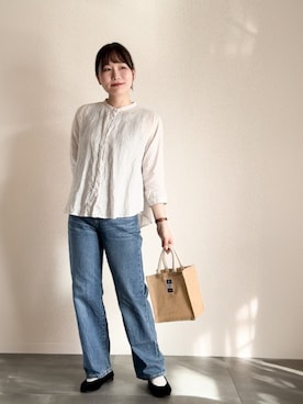 「アイテム（バレエシューズ）」を使った、monさん（レディース・161cm）の夏コーディネート