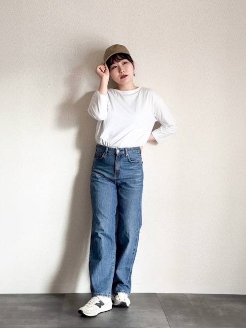 &MOSS ホワイト 七分袖カットソー　M ほぼ未使用 婦人 天竺編みボートネック七分袖Tシャツ（Tシャツ/カットソー