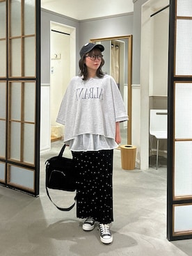 「LEPSIM（レプシィム）のクリンクル艶スカート　1055051（スカート、その他）」を使った、はやみ👧🏻さん（レディース）の夏コーディネート