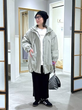 「アイテム（その他アウター、グリーン系）」を使った、はやみ👧🏻さん（レディース・155cm）の冬コーディネート