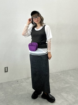 「LEPSIM（レプシィム）のスニーカーローファー　1042668（ローファー、ブラック系）」を使った、はやみ👧🏻さん（レディース）の夏コーディネート