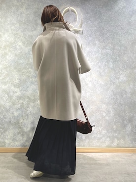 「アイテム（ポンチョ）」を使った、h.kinさん（レディース・162cm）の秋コーディネート
