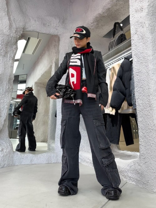 レディース デニム カーゴパンツ ルーズフィット（デニムパンツ