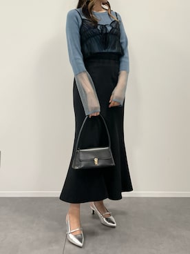 「アイテム（キャミソール、ブラック系）」を使った、おでこ©さん（レディース・163cm）の秋コーディネート