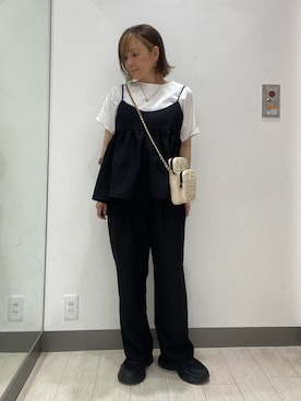 「URBAN RESEARCH DOORS（アーバンリサーチドアーズ）のサイドフレアプルオーバー（Tシャツ/カットソー、ホワイト系）」を使った、satomiさん（レディース・154cm）の夏コーディネート